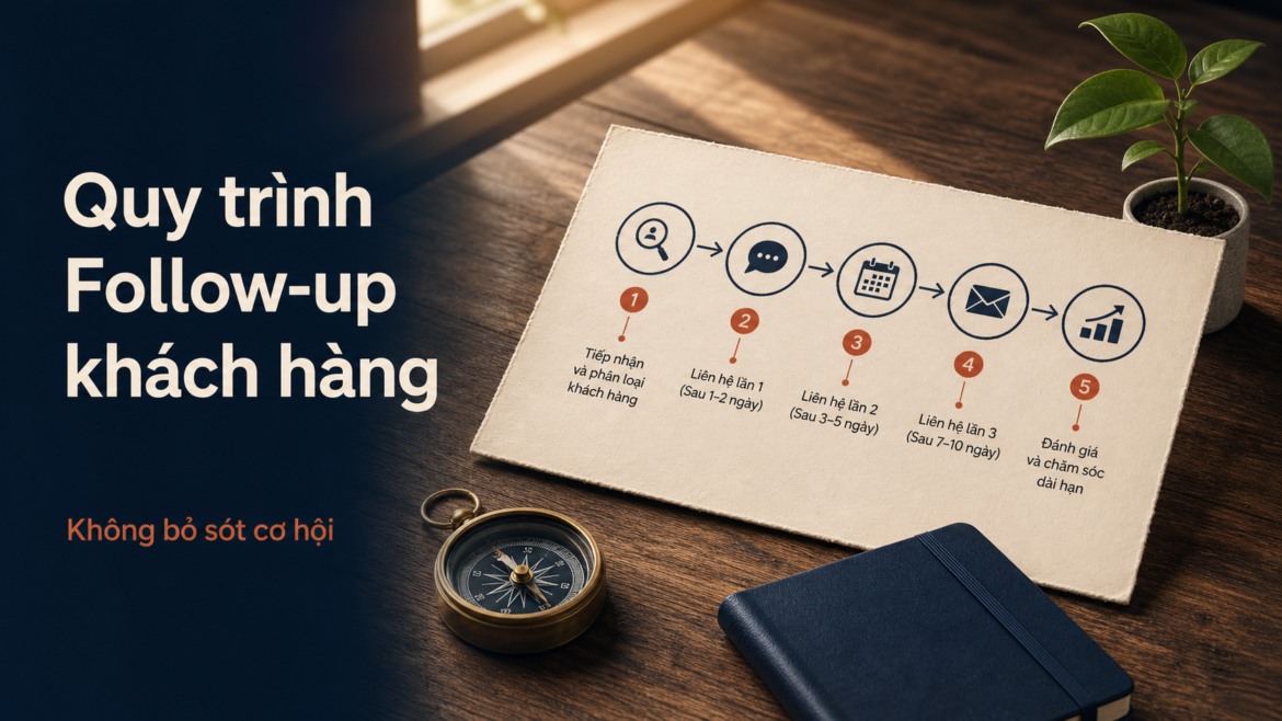 Quy trình follow-up khách hàng cho doanh nghiệp nhỏ trên bàn làm việc
